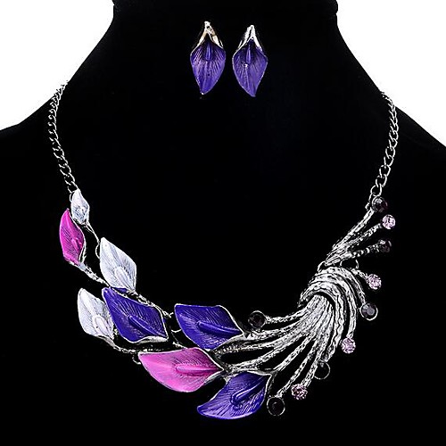 

Women's Drop Earrings Choker Necklace 3D Peacock Bohemian Vintage Gold Plated Earrings Jewelry Purple / Blue / Black For Party Street 1 set