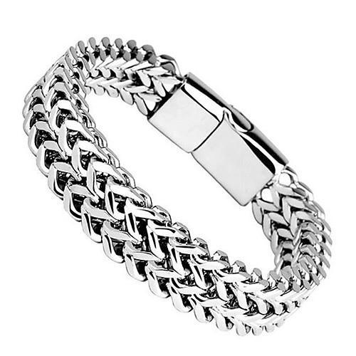 

Men's Bracelet Thick Chain XOXO Trendy Titanium Steel Bracelet Jewelry Silver For Daily