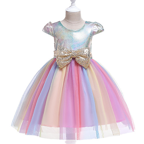 

Princess Dress Party Costume Flower Girl Dress Girls' Movie Cosplay Princess Purple Pink Dress Children's Day Masquerade Polyester