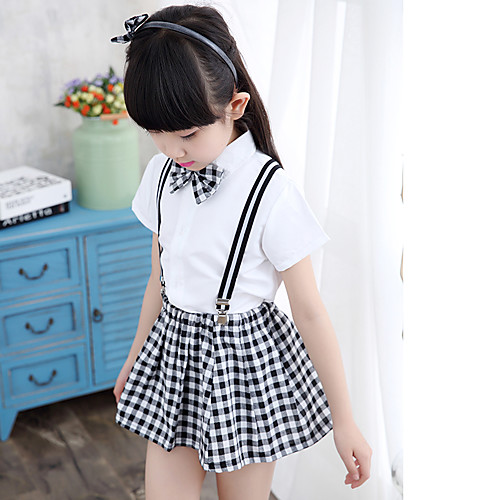 

Kids' Dancewear Top Bow(s) Plaid Gore Girls' Training Performance Short Sleeve Natural Chinlon Cotton / nylon with a hint of stretch