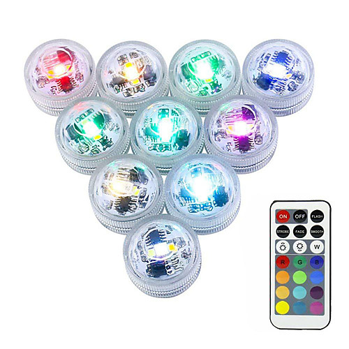 

Outdoor 10pcs 3 W Submersible Lights Underwater Lights for Swimming Pool Vases & Aquariums Waterproof Remote Controlled Dimmable Change 1.2 V Suitable 3 LED Beads