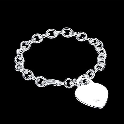 

Women's Chain Bracelet Pendant Bracelet Cut Out Heart Classic Basic Copper Bracelet Jewelry Silver For Daily Work / Silver Plated