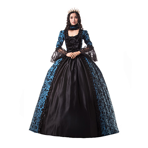 

Princess Maria Antonietta Floral Style Rococo Victorian Renaissance Vacation Dress Dress Party Costume Masquerade Prom Dress Women's Costume Blue Vintage Cosplay Christmas Halloween Party / Evening