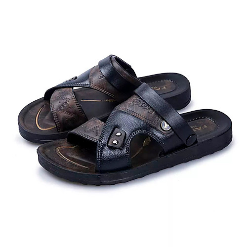 

Men's Sandals Comfort Shoes Casual Daily PU Waterproof Black Brown Spring