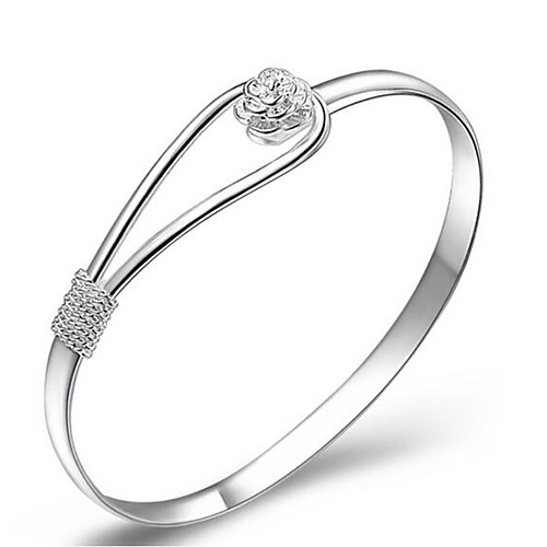 

Women's Bracelet Bangles 3D Flower Stylish Simple Alloy Bracelet Jewelry Silver For Daily