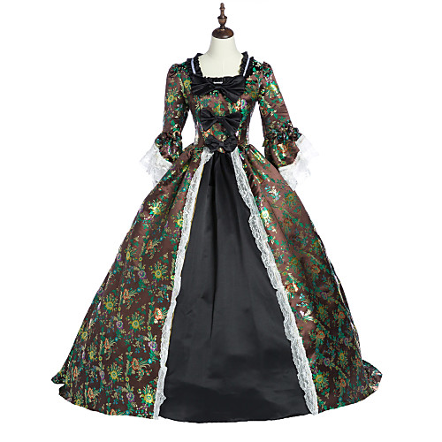 

Princess Maria Antonietta Floral Style Rococo Victorian Renaissance Vacation Dress Dress Party Costume Masquerade Prom Dress Women's Costume Coffee Vintage Cosplay Christmas Halloween Party / Evening