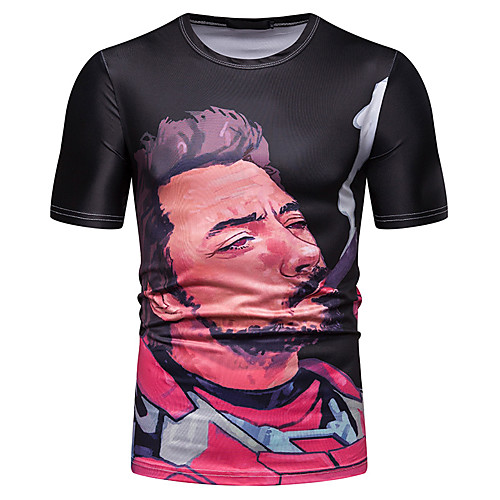

Men's T shirt Graphic Portrait Patchwork Print Tops Cotton White Black