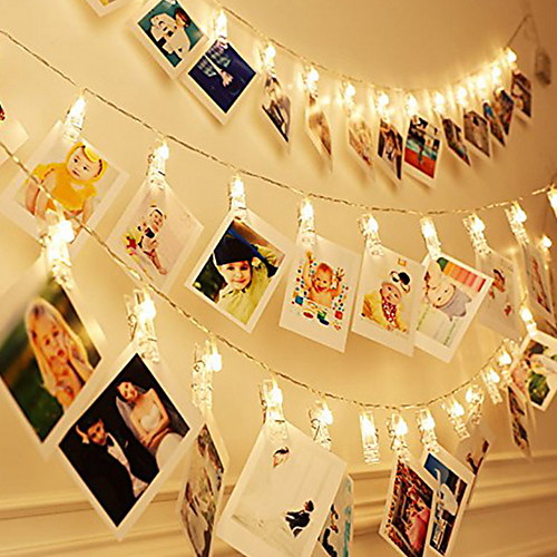 

3m Photo Clip Holders String Lights 20 LEDs Warm White Room Decorative AA Batteries Powered 1 set