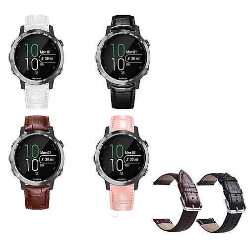 

Smart Watch Band for Garmin 1 pcs Sport Band Stainless Steel Genuine Leather Replacement Wrist Strap for Vivomove Vivomove HR Vivoactive 3 Forerunner 245M Forerunner 645