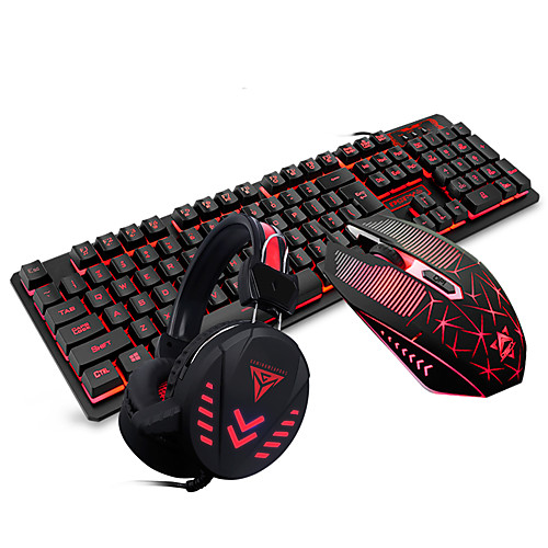 

LITBest ZunX Gaming Keyboard Mouse and Headset Combos Tri Lights Backlit Gamer for Desktop Laptop 3Pcs a Kit
