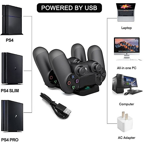 

PS4 Dual Controller Charger Dual USB Charging Charger Base Charger Kits