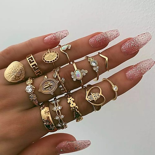 

Band Ring Gold Alloy 15pcs / Women's / Ring Set