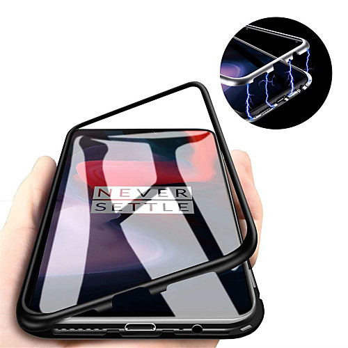 

Case For OnePlus OnePlus 6 / One Plus 6T / One Plus 7 Magnetic Back Cover Solid Colored Hard Tempered Glass