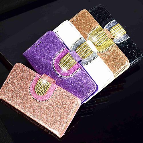 

Case For Samsung Galaxy S9 / S9 Plus / S8 Plus Wallet / Card Holder / Rhinestone Full Body Cases Glitter Shine Hard PU Leather