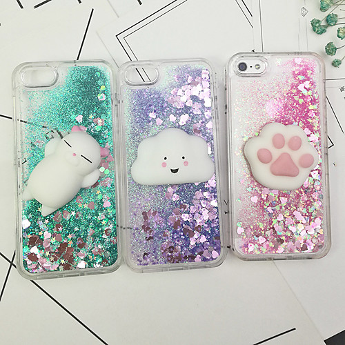 

Case For Apple iPhone X / iPhone 8 Plus / iPhone 8 Shockproof / Flowing Liquid / Glitter Shine Back Cover Heart / Glitter Shine Soft TPU / PC