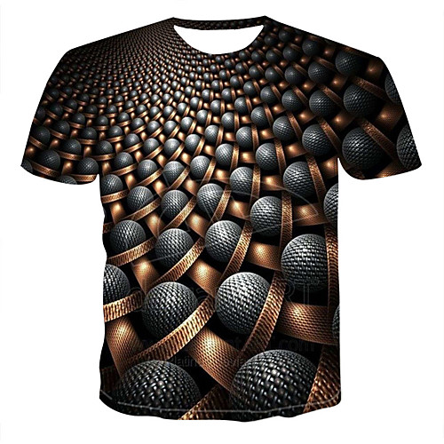 

Men's T shirt Graphic Color Block 3D Plus Size Print Short Sleeve Daily Wear Tops Streetwear Punk & Gothic Black