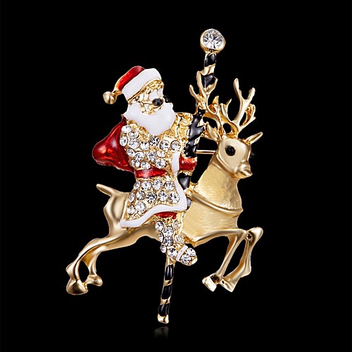 

Men's Women's Brooches Santa Suits Imitation Diamond Brooch Jewelry Gold For Festival