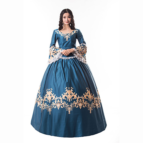 

Princess Maria Antonietta Floral Style Rococo Victorian Renaissance Vacation Dress Dress Party Costume Masquerade Prom Dress Women's Lace Costume Blue Vintage Cosplay Christmas Halloween Party