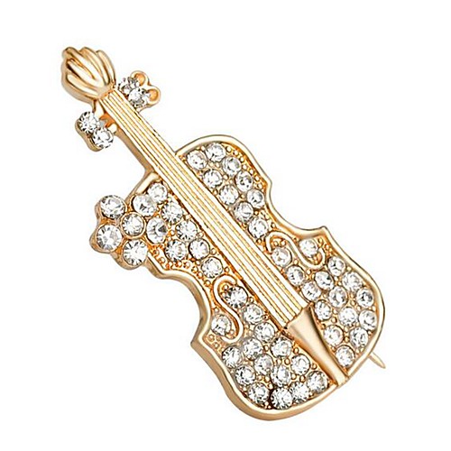 

Men's Women's Brooches Violin Rhinestone Brooch Jewelry Gold For Daily