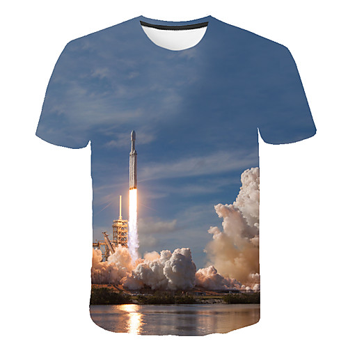 

Men's T shirt 3D Print Tops Light Blue