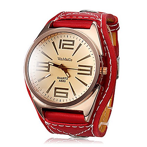

Men's Dress Watch Quartz Leather White / Red Casual Watch Large Dial Analog Fashion - White Red One Year Battery Life / Stainless Steel