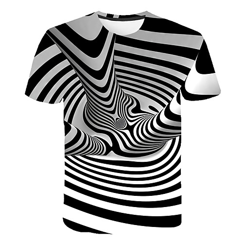 

Men's T shirt Striped Geometric 3D Print Tops White