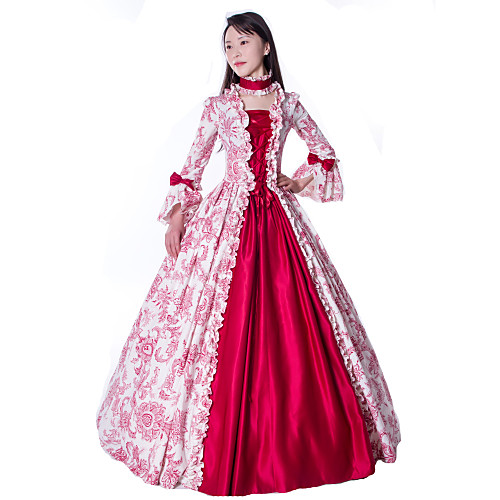 

Princess Maria Antonietta Floral Style Rococo Victorian Renaissance Vacation Dress Dress Party Costume Masquerade Women's Costume Print Vintage Cosplay Christmas Halloween Party / Evening 3/4 Length