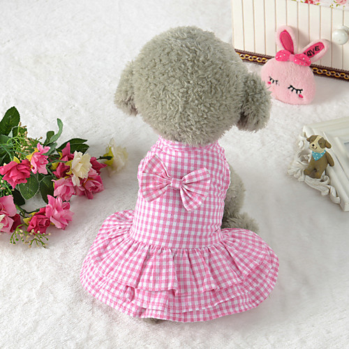

Dog Dress Puppy Clothes Plaid / Check Geometic Bowknot Pattern Dress Cute Dog Clothes Puppy Clothes Dog Outfits Pink Light Blue Costume for Girl and Boy Dog 100% Polyester XS S M L XL
