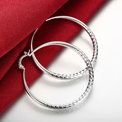 

Women's Hoop Earrings Hollow Out Stylish Simple Huge Silver Plated Earrings Jewelry Silver For Daily Work 1 Pair