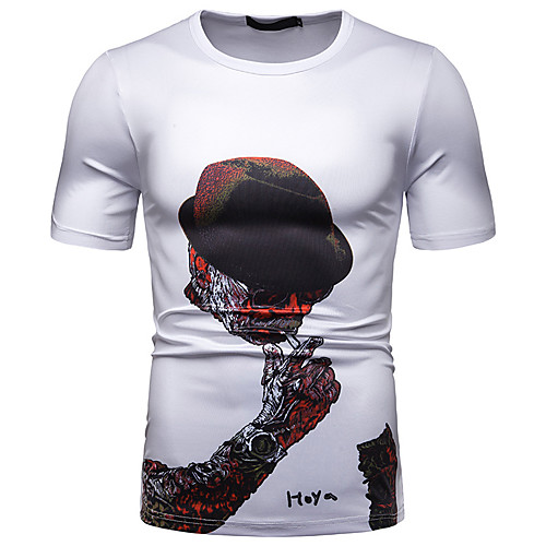 

Men's T shirt Graphic Portrait Patchwork Print Tops Cotton White