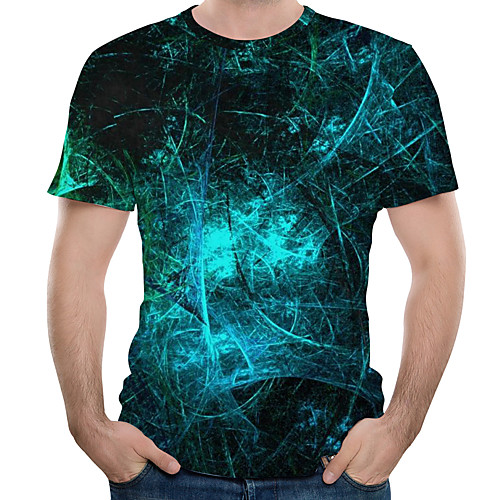 

Men's T shirt Graphic Abstract Plus Size Print Short Sleeve Daily Tops Purple Orange Royal Blue