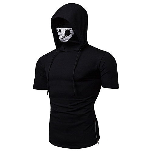 

Men's T shirt Graphic Solid Colored Skull Patchwork Short Sleeve Casual Tops Cotton Basic Streetwear Black Wine Royal Blue