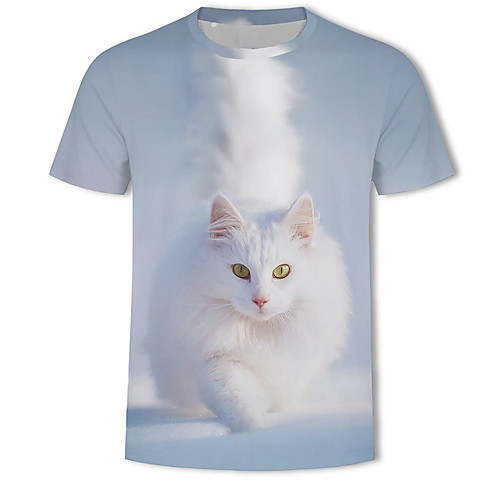 

Men's T shirt 3D Animal Plus Size Print Tops Cotton Blue