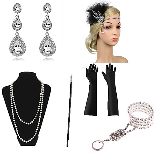 

Necklace Earrings Bracelet Costume Accessory Sets Gloves Necklace Retro Vintage 1920s The Great Gatsby Artificial feather For The Great Gatsby Cosplay Halloween Carnival Women's Costume Jewelry