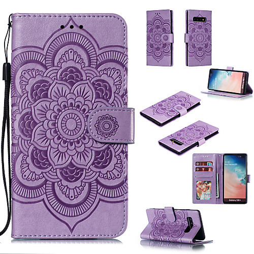 

Case For Samsung Galaxy S9 / S9 Plus / Galaxy S10 Wallet / Card Holder / with Stand Full Body Cases Solid Colored / Flower Hard PU Leather
