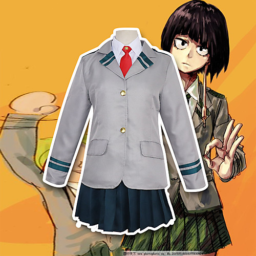 

Inspired by My Hero Academia / Boku No Hero Ochaco Uraraka Momo Yaoyorozu Anime Cosplay Costumes Japanese Cosplay Suits Patchwork Long Sleeve Coat Blouse Skirt For Women's / Tie