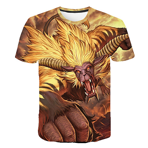 

Men's T shirt 3D Cartoon Animal Print Tops Yellow
