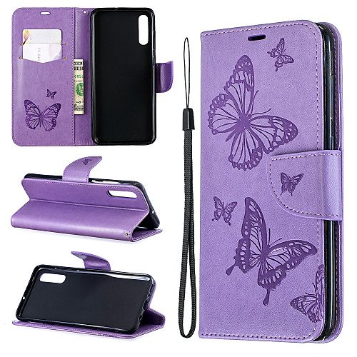

Case For Samsung Galaxy Galaxy A7(2018) / Galaxy A10(2019) / Galaxy A30(2019) Wallet / Card Holder / with Stand Full Body Cases Solid Colored / Butterfly Hard PU Leather