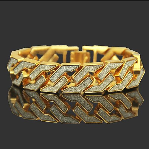 

Men's Chain Bracelet Tennis Bracelet Wide Bangle Cut Out Precious Punk Rock 18K Gold Plated Bracelet Jewelry Gold / Silver For Daily Street / Rhinestone