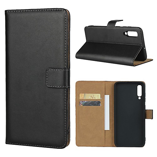 

Case For Samsung Galaxy A5(2018) / A6 (2018) / A6 (2018) Wallet / Card Holder / Shockproof Full Body Cases Solid Colored Hard Genuine Leather