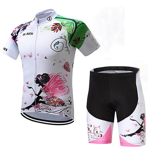 

Fastcute Boys' Girls' Short Sleeve Cycling Jersey with Shorts - Kid's Lycra Purple Orange Light Red Floral Botanical Bike Clothing Suit Breathable Quick Dry Moisture Wicking Sports Floral Botanical