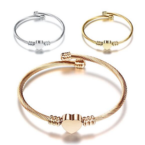 

Women's Bracelet Single Strand Heart Stylish Simple Titanium Steel Bracelet Jewelry Gold / Silver / Champagne For Daily