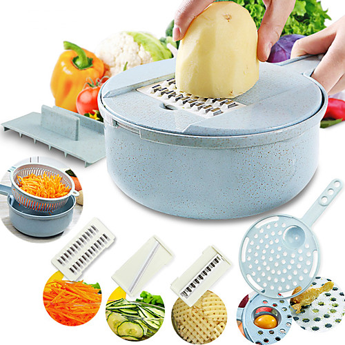 

Mandoline Slicer Vegetable Slicer Potato Peeler Carrot Onion Grater with Strainer Vegetable Cutter 8 in 1 Kitchen Accessories