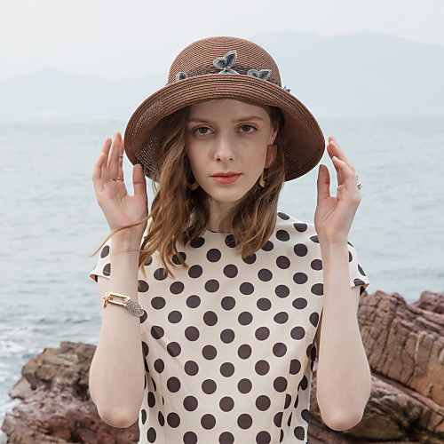 

Polyester Straw Hats with Embroidery 1pc Casual / Daily Wear Headpiece