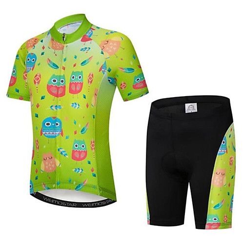 

Boys' Girls' Short Sleeve Cycling Jersey with Shorts - Kid's Violet Black / Green Black / Blue Cartoon Floral Botanical Bike Clothing Suit Breathable Moisture Wicking Quick Dry Sports Cartoon