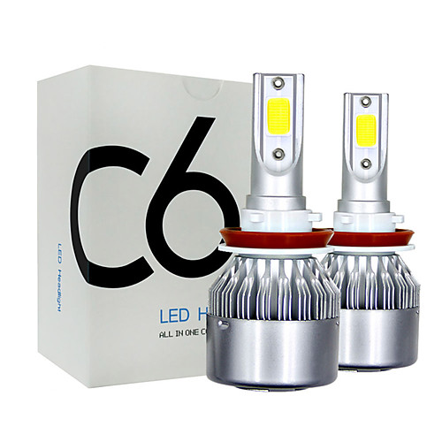 

2pcs 12V/24V C6 LED Bulb Car LED Fog Lights Headlamps H1/H4/H7/H11/9005/9006 White Headlights 72W 7200Lm COB Headlamp Auto Fog Light Lamp Bulb - 9006 Light Bulbs 8000 lm COB 18W