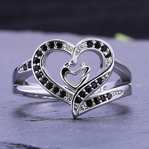 

Women Statement Ring Cubic Zirconia Hollow Out White Copper Silver-Plated Heart Stylish Luxury 1pc 6 7 8 9 10 / Women's