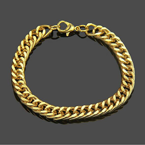 

Men's Chain Bracelet Cut Out Weave Punk Rock 18K Gold Plated Bracelet Jewelry Gold For Daily Street