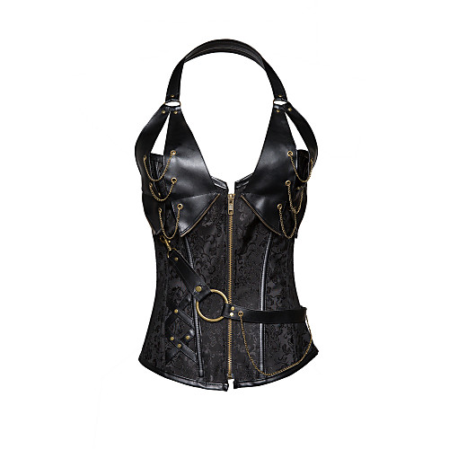 

Women's Hook & Eye Overbust Corset - Leather / Vintage, Vintage Style Brown Black S M L
