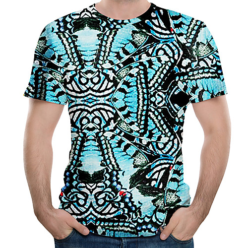 

Men's T shirt Graphic 3D Plus Size Print Tops Cotton Light Blue